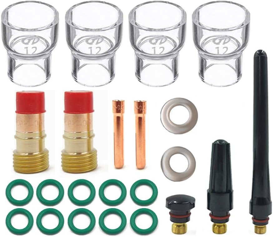 Set Mit 23 Kurzen Wig-düsen Für Wig-gaslinsen, 12 Pyrex-düsen Für Wig-schweißen, Aluminiumoxid-düsenset Für Wig-schweißen Db Wp17/18/26, Einfach Zu Bedienen