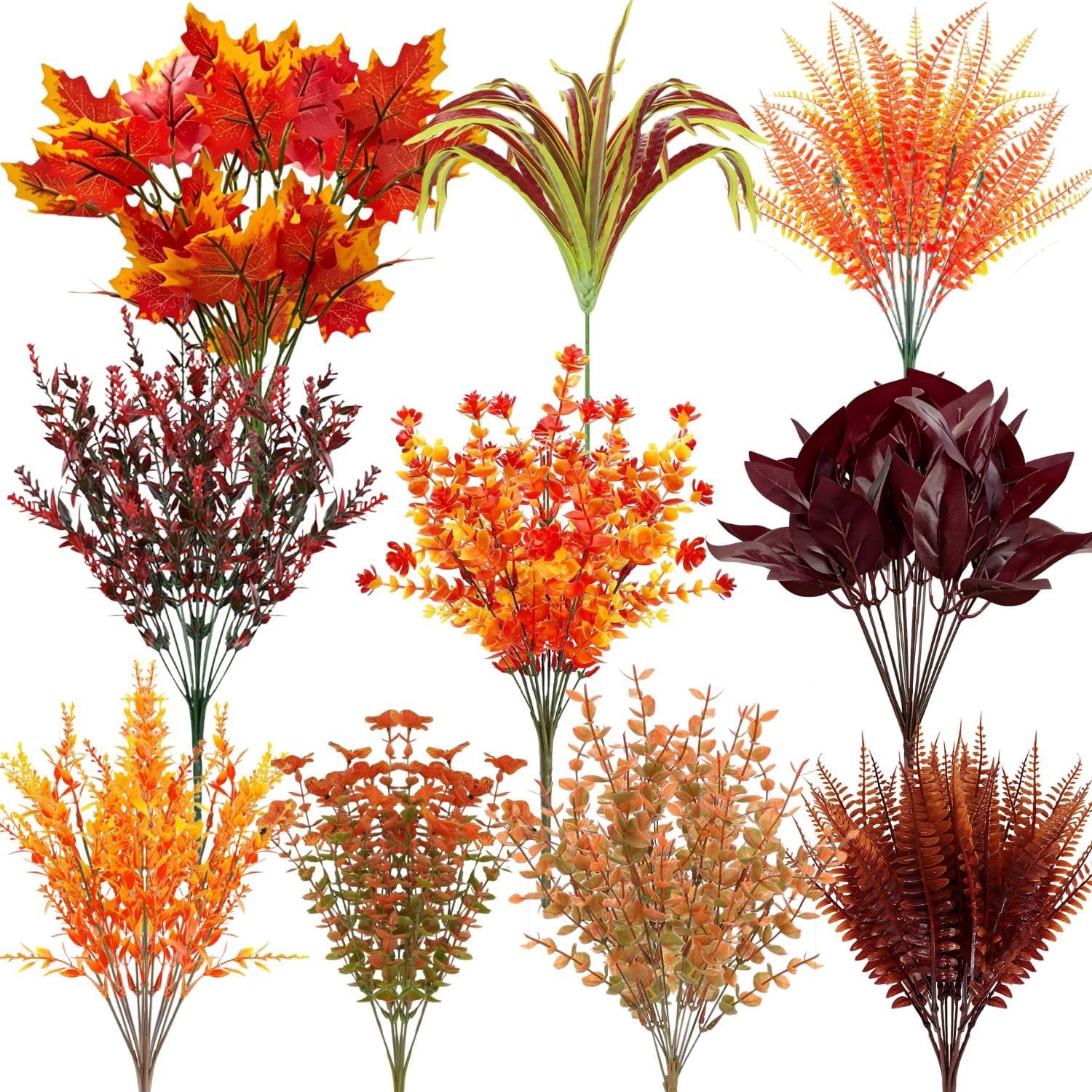 Set Mit 10 Künstlichen Herbstblumen