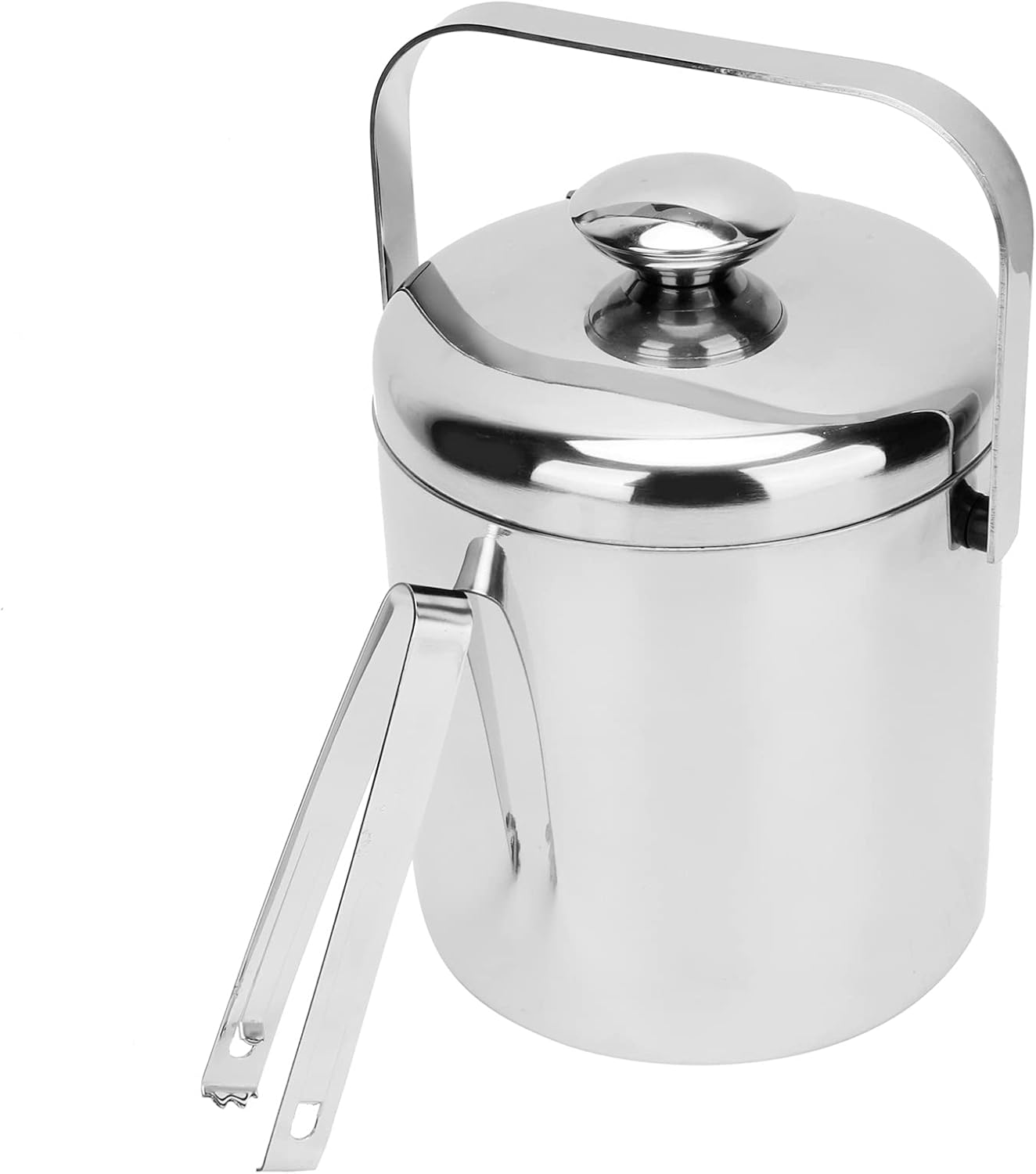 1300 Ml Doppelwandiger Eisbehälter/eiskübel Aus Edelstahl Mit Deckel, Zange Und Sieb Für Partys, Bars, Restaurants Und Picknicks Hält Speisen Und Getränke Kühl