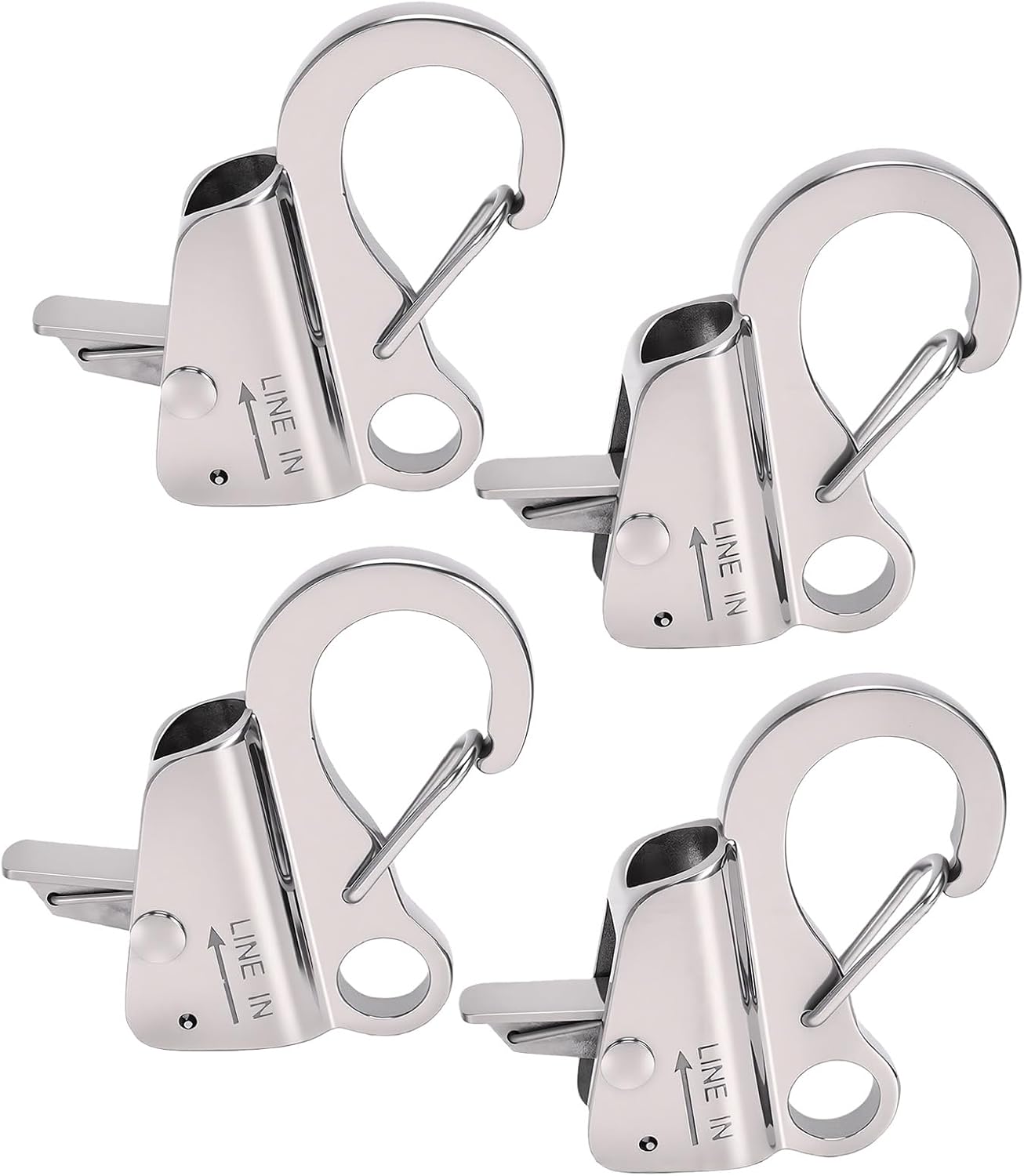 Set Mit 4 Bootsfenderclips Aus Edelstahl, Tragkraft 8000 Lb (ca. 3630 Kg), Verstellbarer Schiebehaken Für Seile Von 3/8" Bis 5/8" (ca. 9,5 Mm Bis 15,9 Mm), Einhandbedienung