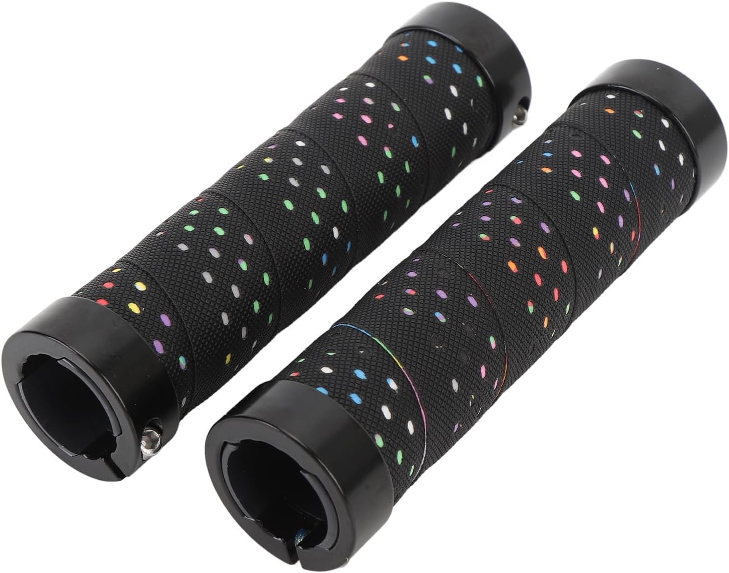 Sets Polyurethan-fahrradlenkergriffe, 22,2 Mm, Doppelt Verriegelbar, Ergonomisch Und Komfortabel Für Mountainbikes, Mit Staubkappen, Schwarz Und Rot