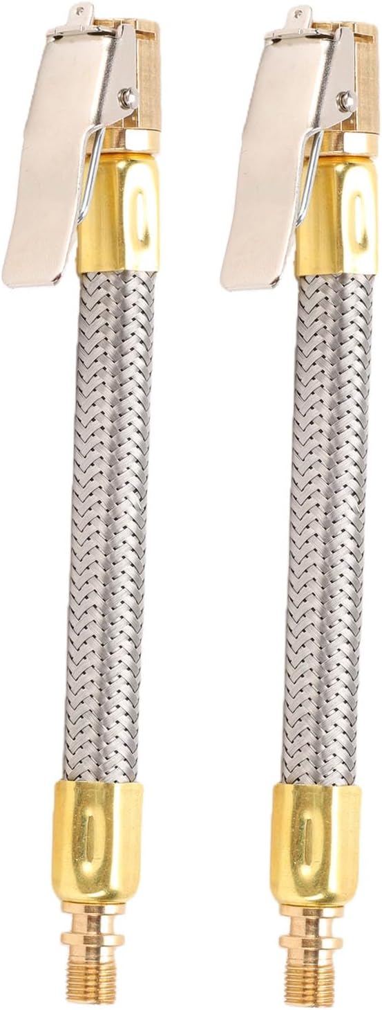 2-teiliger Reifenaufblasschlauchadapter, 12,7 Cm (5 Zoll) Edelstahl-verlängerungsschlauch, Schnellverschluss Mit Verriegelungsventil Für Auto, Motorrad Und Fahrrad