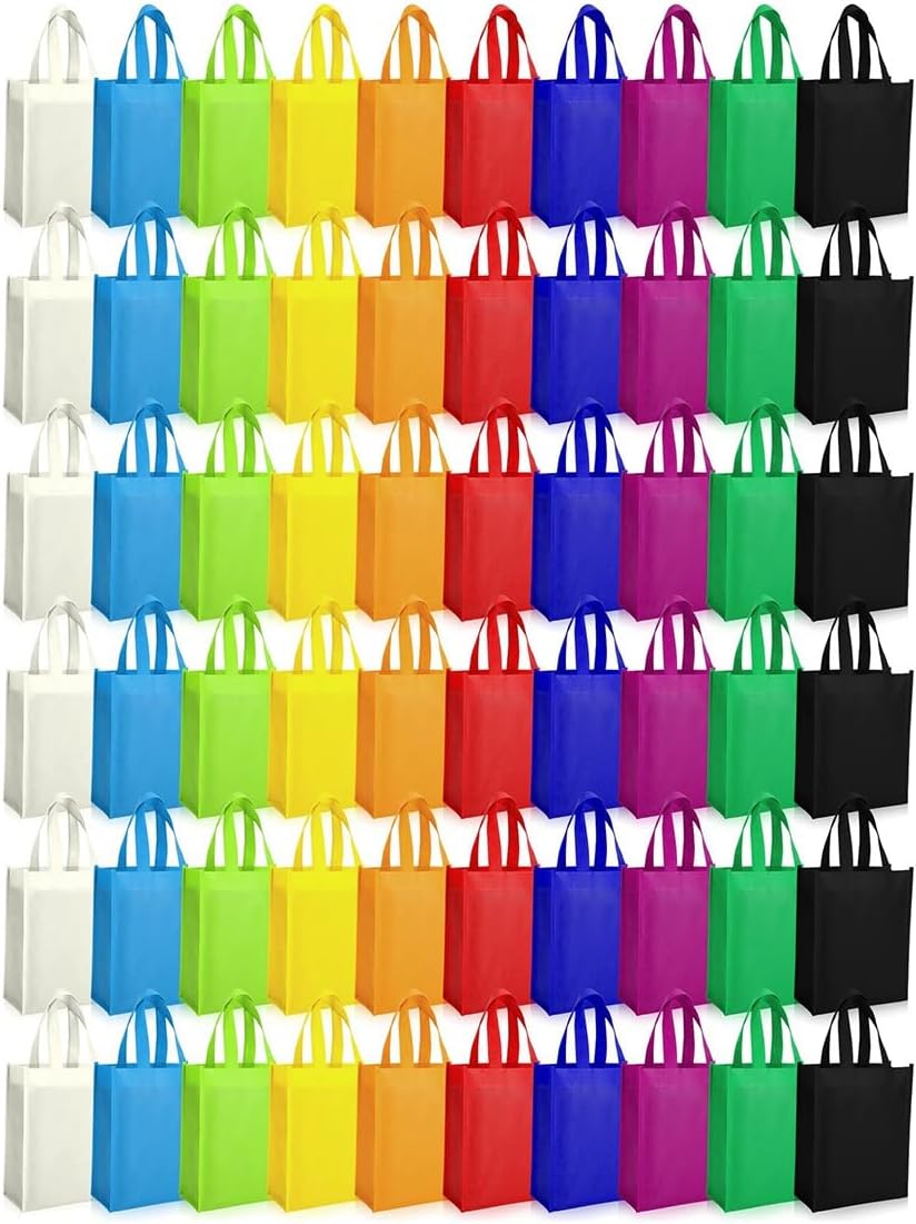 50er-pack Wiederverwendbare Geschenktüten Mit Henkeln, Faltbare Einkaufstaschen, Geschenktüten Für Erwachsene Und Kinder
