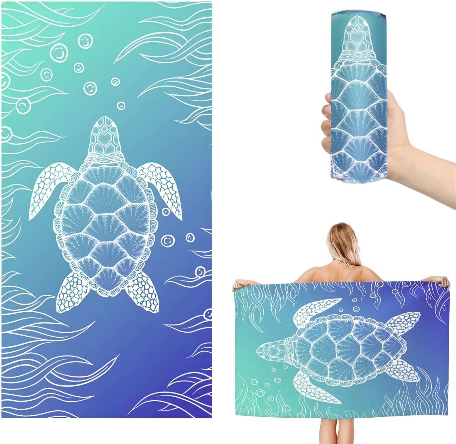 Strandtuch 90 X 180 Cm, Aus Mikrofaser, Saugfähig Und Schnelltrocknend, Weich Und Leicht, Ideal Für Strand Und Schwimmen