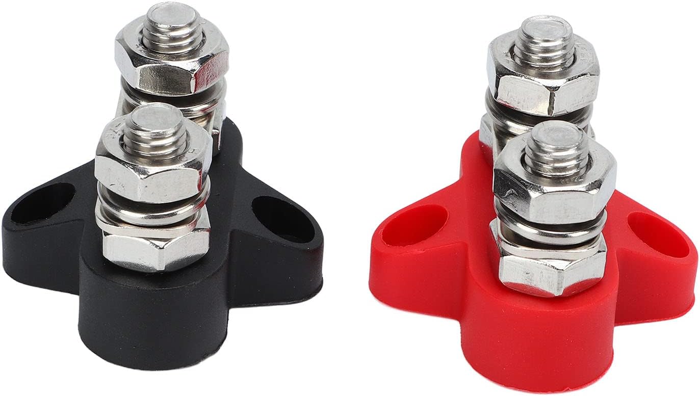 Kfz-stromverteilerblock – Plus- Und Minus-stromverteilerblock, 2 Bolzen, Busse, Hochleistungsanschlüsse, Autos, Wohnmobile, Atvs, Schiffe (m8 (5/16 Zoll))