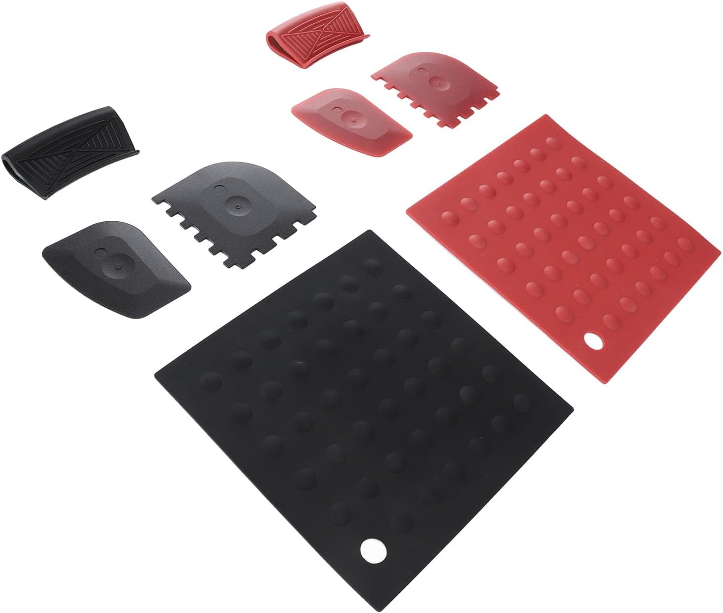 8-teiliges Set Silikon-heißgriff-isolierpads Mit Silikon-pfannenschabern Für Gusseisenpfannen Und -töpfe