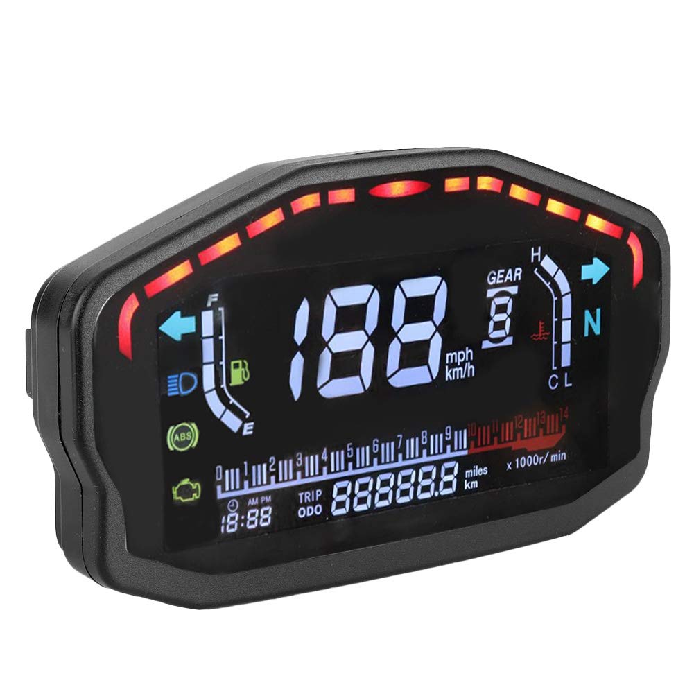 Digitaler Motorrad-tachometer, Lcd-kilometerzähler, Geschwindigkeitsanzeige 0–199 Km/h, Drehzahlmesser 0–14000 U/min, Instrument Geeignet Zur Nachrüstung