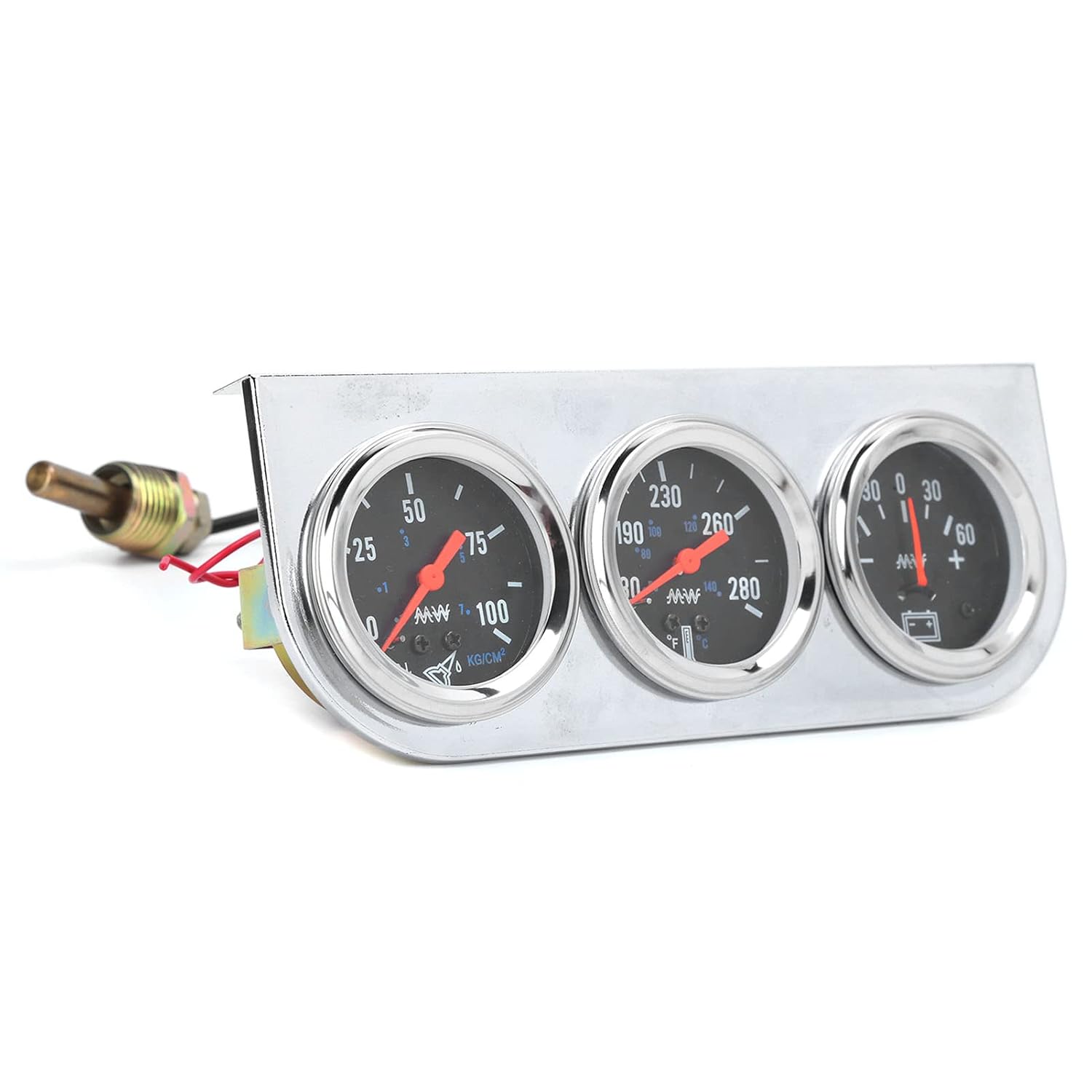 Dreifach-instrumentensatz (7,6 Cm) Für 12-v-fahrzeuge – Öldruck- Und Temperaturamperemeter, Universelles Schwarzes Zifferblatt Mit Rotem Zeiger, Hohe Genauigkeit Für Auto, Boot Und Lkw