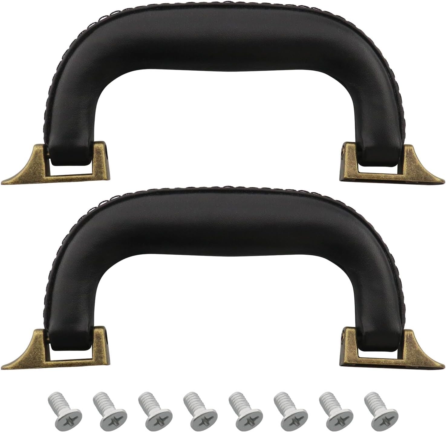 Set Mit 2 Griffen Aus Kunstleder (160 Mm) Für Handtaschen, Weinkisten, Werkzeugkästen, Aktentaschen Usw. (inkl. Schrauben), Schwarz Und Braun