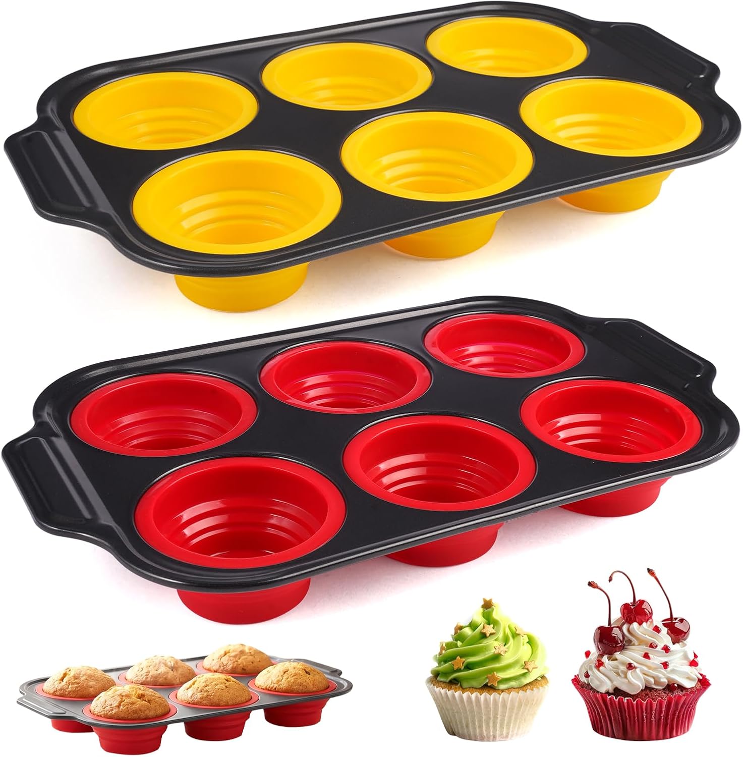 2-teilige Silikon-muffinform, Silikon-muffinform Für 6 Cupcakes
