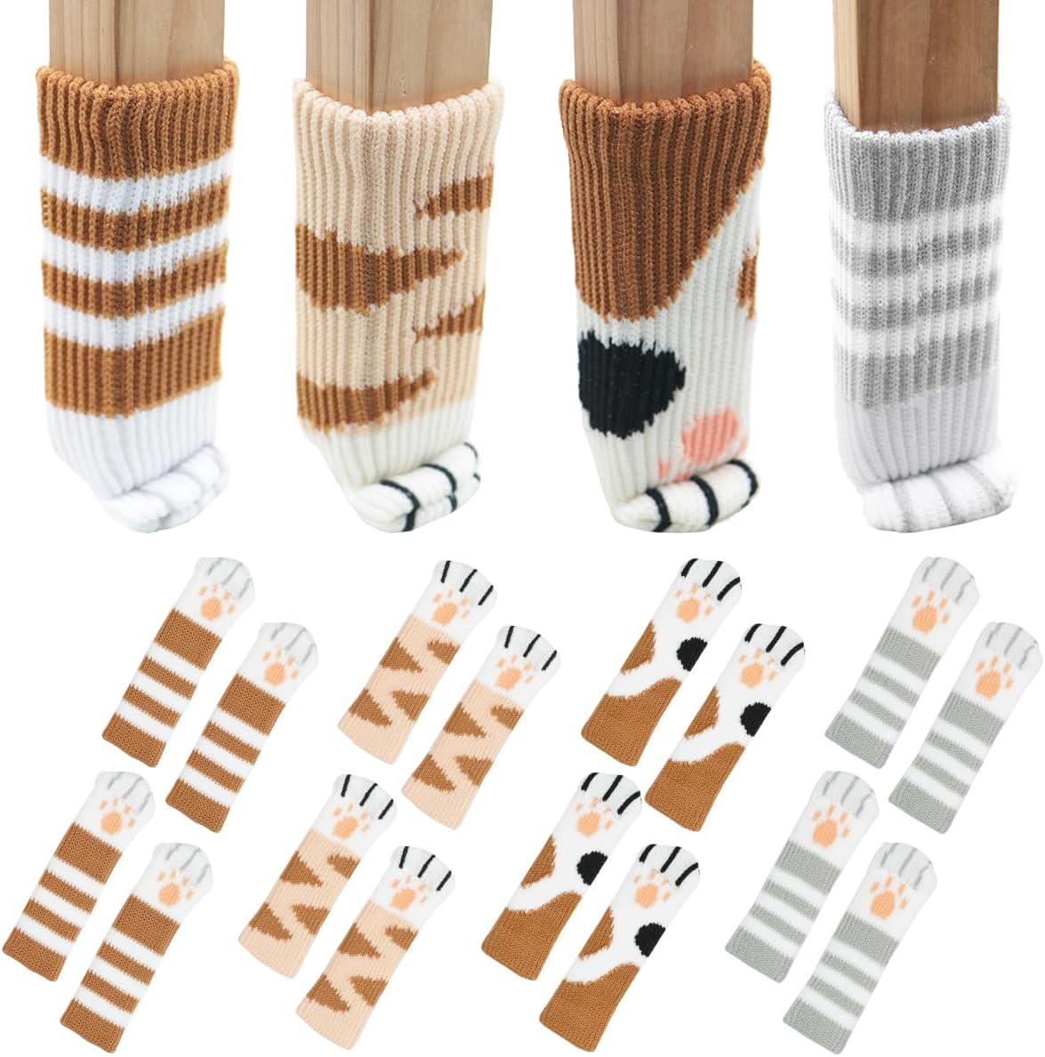16 Stück Niedliche Stuhlsocken In Katzenform, 11 X 3,5 Cm