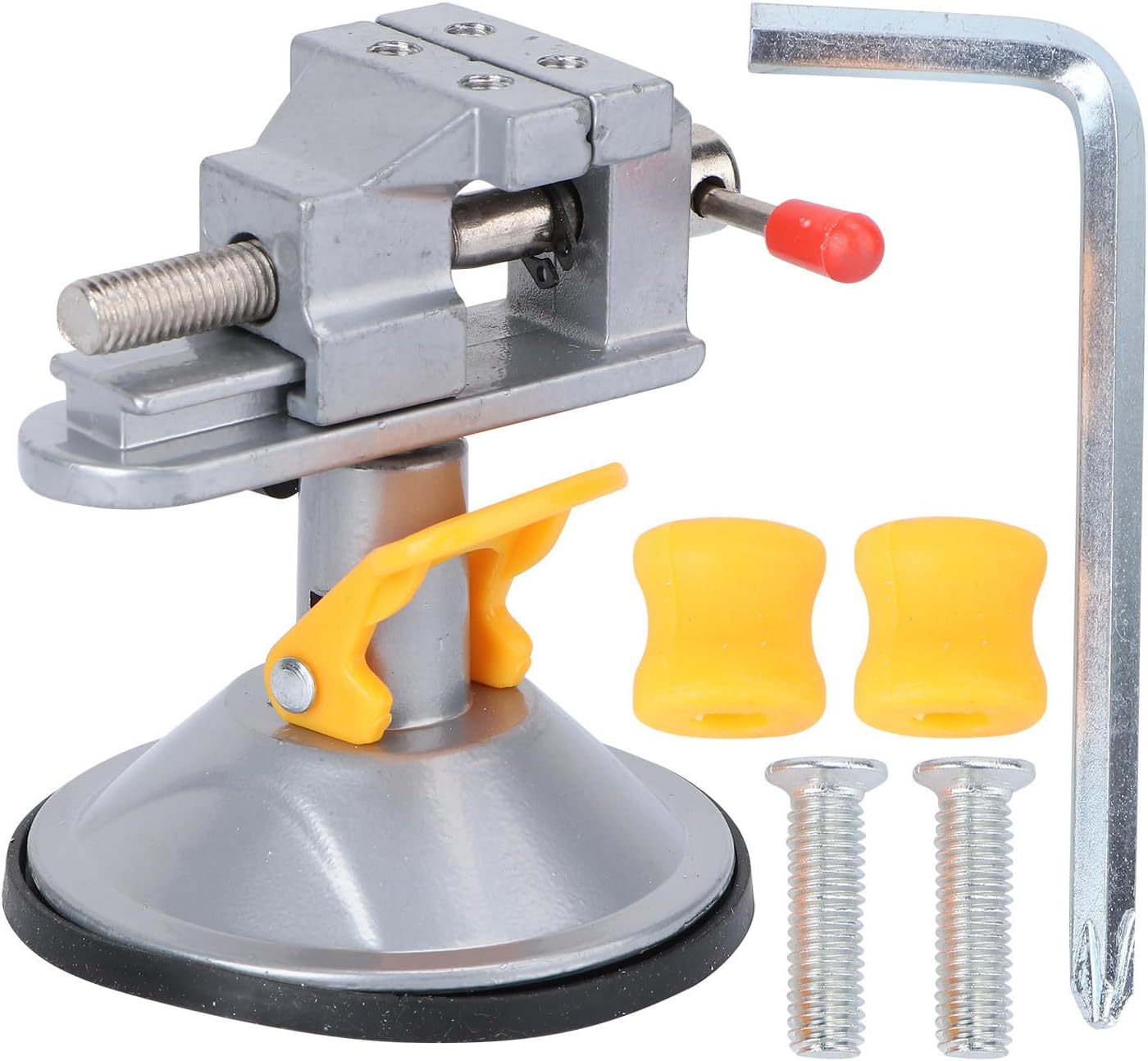 360° Drehbarer Tischschraubstock Aus Aluminiumlegierung Mit Silbernem Saugnapf, Mini-schnitzklemme Für Muttern Und Flache Designs, Stabile Klemme Zum Schnitzen
