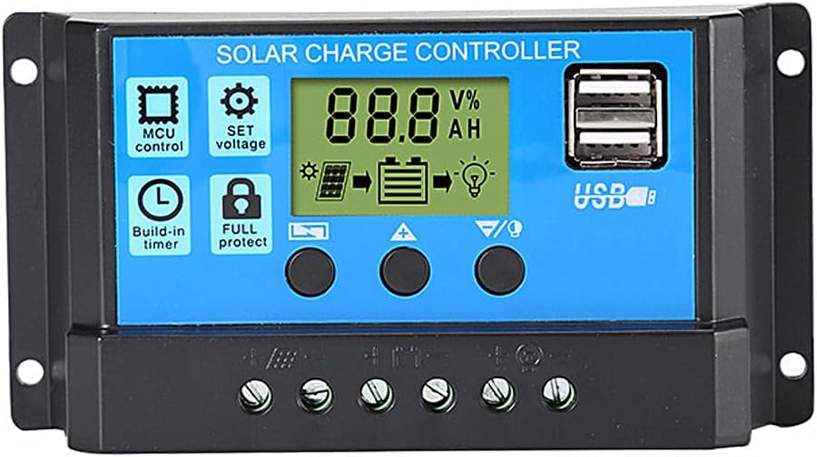 60a Pwm-solarladeregler Mit Lcd-display, 12v/24v – Dual-usb-solarpanel – Intelligenter Regler Mit Überlast-, Kurzschluss- Und Verpolungsschutz