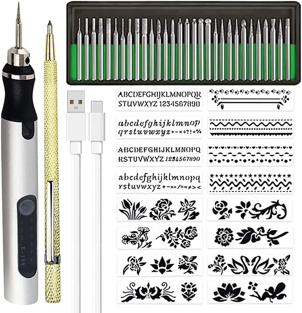 Mini-akku-gravierstift Für Metall, Glas, Keramik, Kunststoff, Holz, Schmuck, Schablonen B