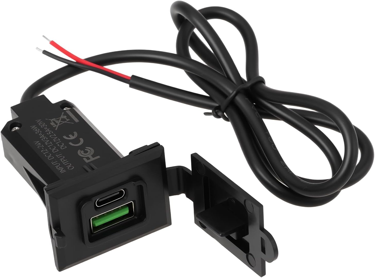 Dual-port-usb-typ-c-kfz-ladegerät Mit 36 W Schnellladefunktion (12/24 V), Usb-a-anschluss Kompatibel Mit Qc 3.0, Usb-c-anschluss Kompatibel Mit Pd (30 W).