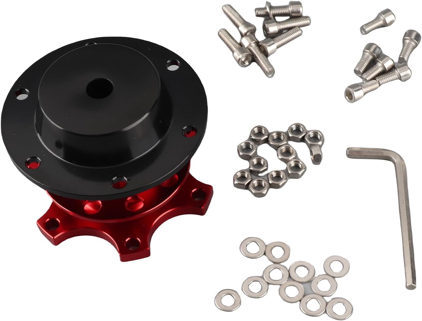 Universeller Schnellverschluss-lenkradnabenadapter, 6 Schrauben, Aluminiumlegierung, Kompatibel Mit Den Meisten 6-loch-lenkradnaben (rot)
