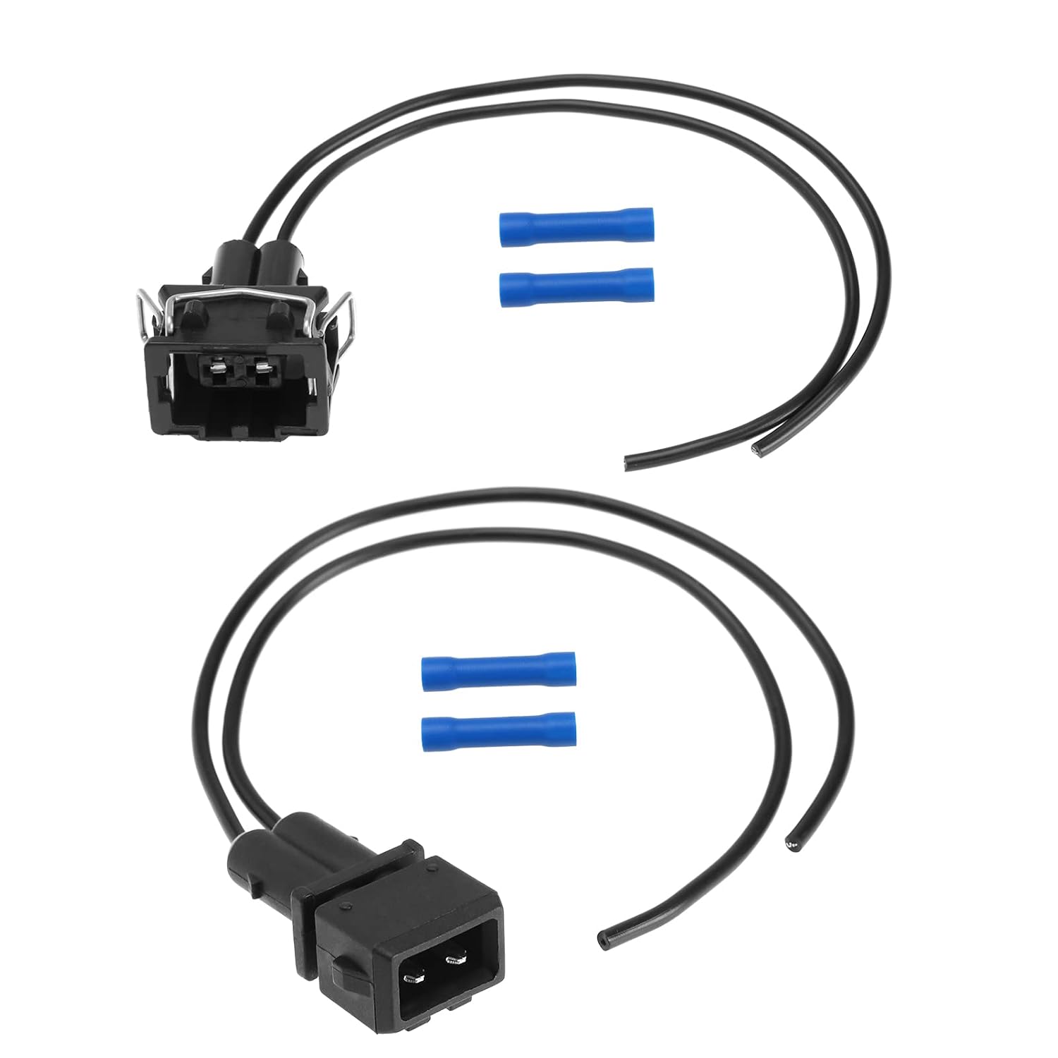 Set Mit 2 2-poligen Kabelbaumsteckern 357972752, Kompatibel Mit Vw, Skoda Und Seat, Stecker Und Buchse, 18 Cm, Schwarz