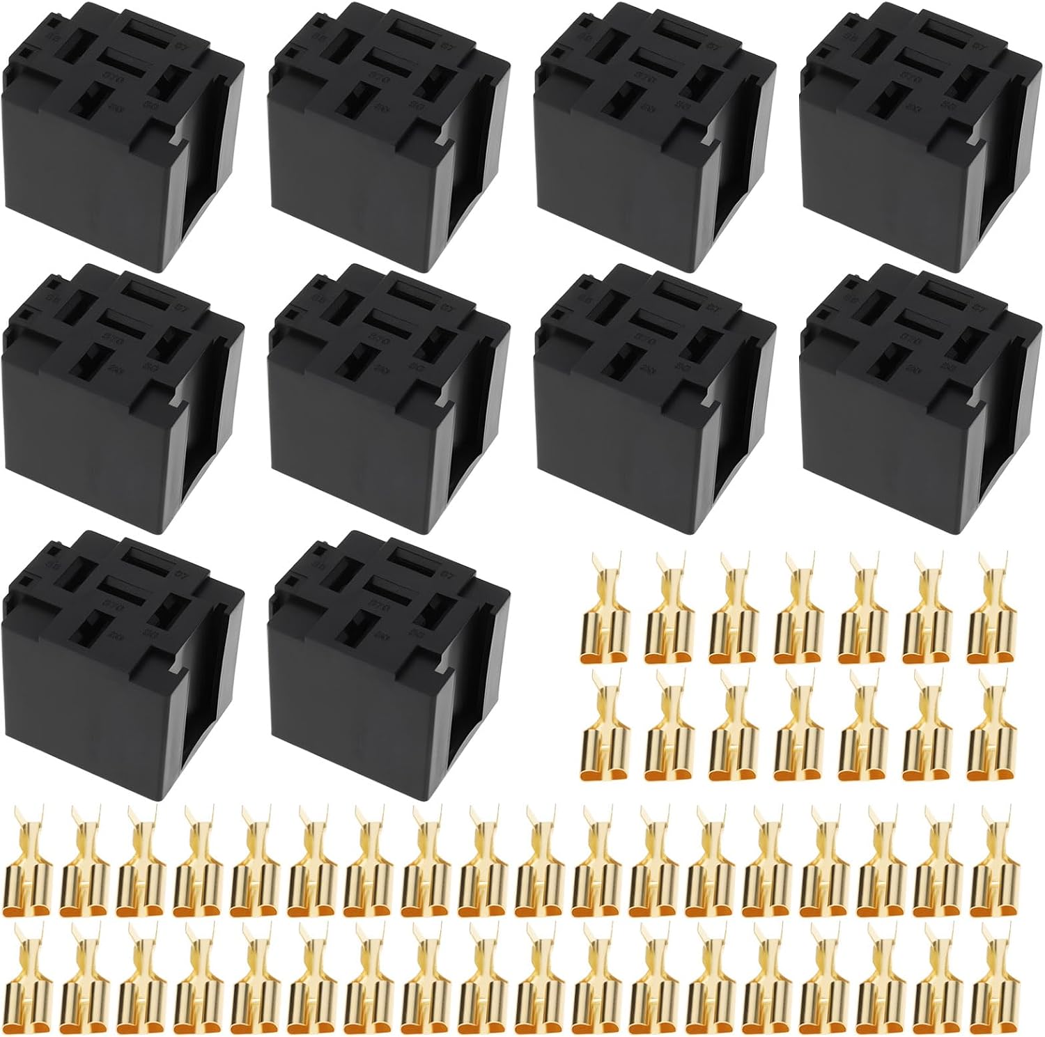 Packung Mit 10 5-poligen Kfz-relaissteckern Mit 6,3-mm-anschlüssen, 12 V 30 A Für Alarmanlagen, Fernstartsysteme Und Hid-scheinwerfer