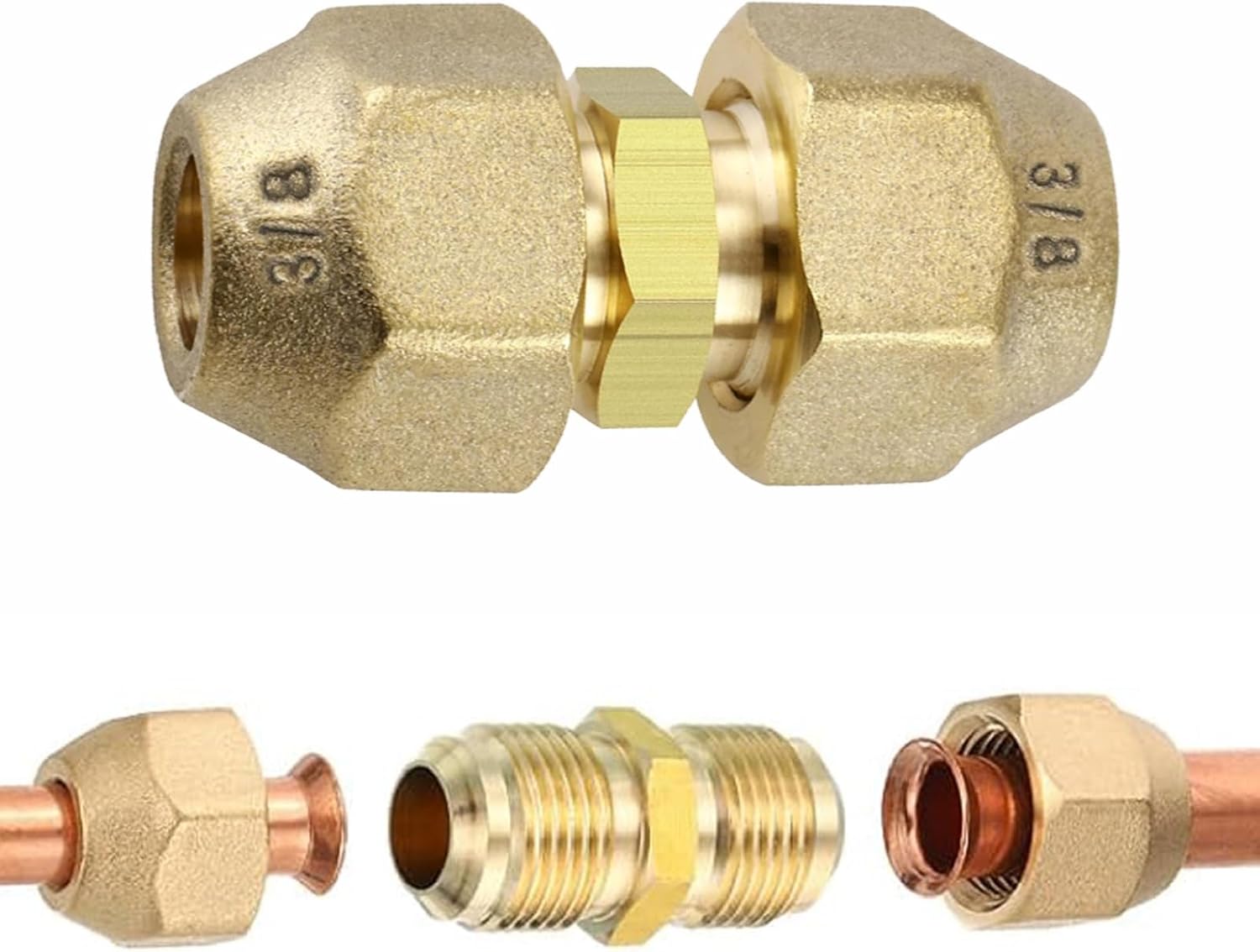 Set Aus 2 9,5-mm-klimaanlagen-kanalverbindern, Messing-rohrverlängerungsverbindern, Geschweißten Messing-rohradaptern, Luftdicht Für Hlk-systeme, Rohrleitungsnetze Und