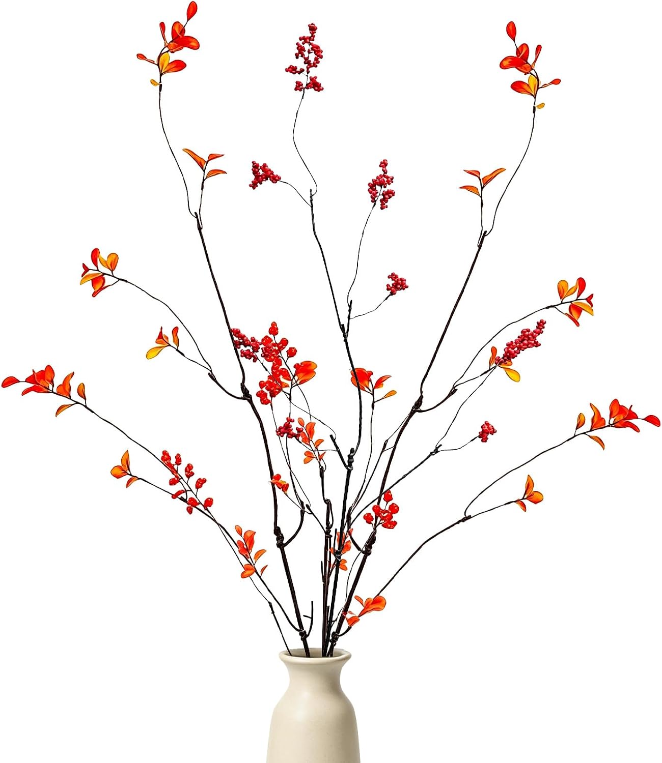 Set Mit 3 Künstlichen Ficuszweigen, Herbstzweigen, Realistisch Aussehenden Künstlichen Zweigen, 96 Cm, Flexible Stämme, Dekoration Für Vasen, Schreibtische, Tische (rot)