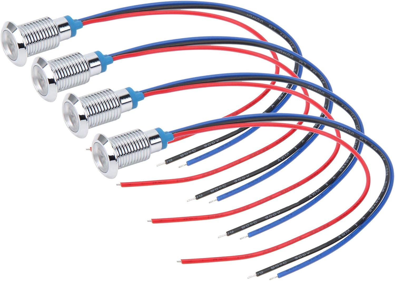 Vorverdrahtete Runde Metall-leds In Zwei Farben Für 12 Runde 24v-leds Mit Gemeinsamer Kathode, Ideal Für Industrie-, Automobil- Und Heimwerkerprojekte, Rot Und Grün (rot Blau)