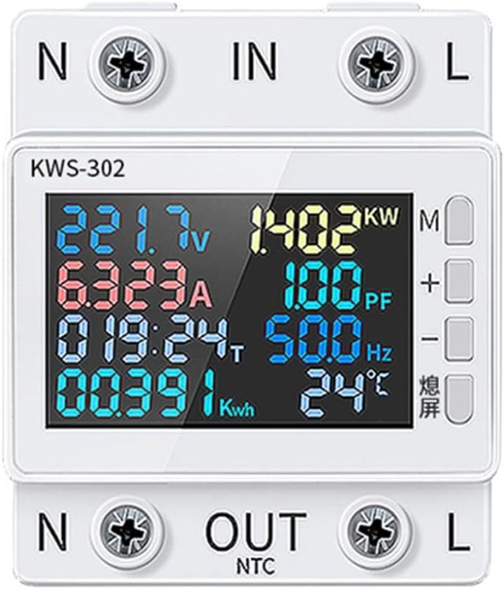 Tuya Wlan-stromzähler, 2er-pack, Multifunktions-farbdisplay, Wechselstromzähler, Fernsteuerung Per App, 170–300 V/63 A, Einfache Bedienung, Weiß