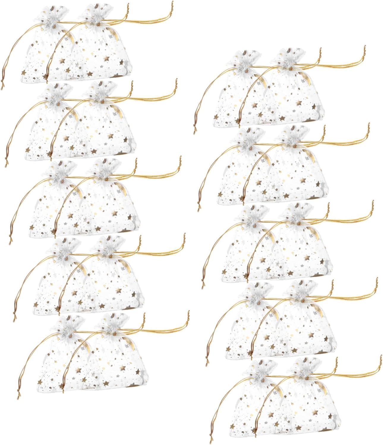 100 Stück Weiße Organza-geschenkpackung Mit Kordelzug, Muster