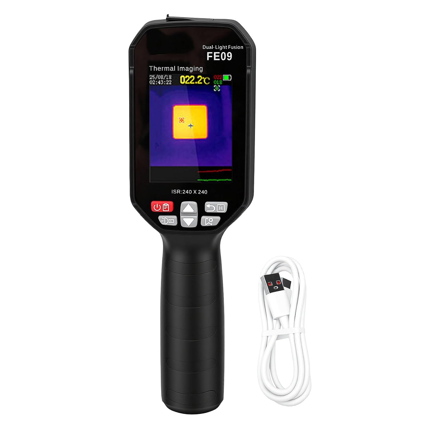 Tragbare Wärmebildkamera (25 Hz), Wärmebildkamera Mit 240 X 240 Pixeln Infrarotauflösung, Langer Akkulaufzeit, Temperaturalarm, -20 °c Bis 550 °c Und 64 Gb Speicher
