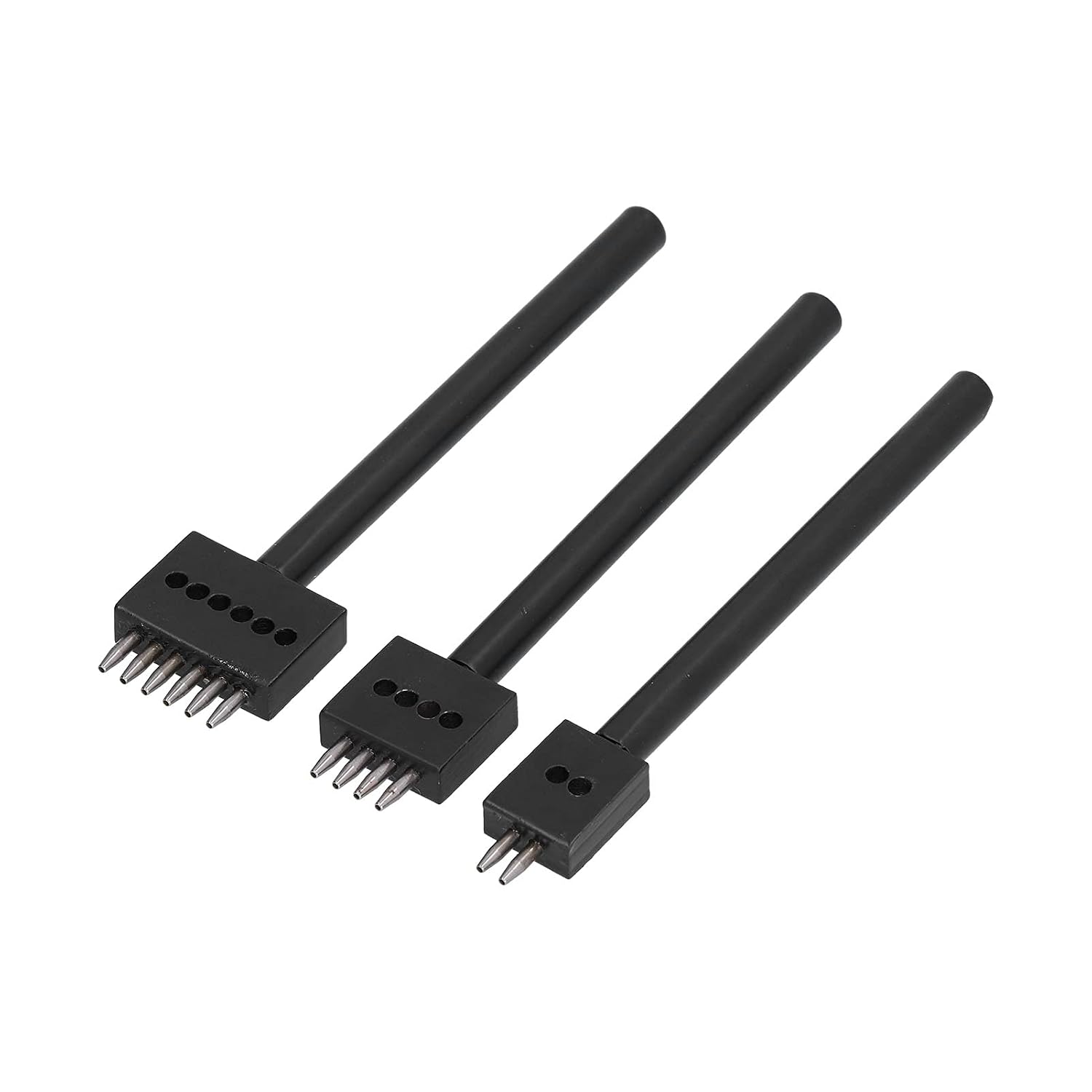 Lederlochwerkzeug-set, 3-teilig, 2/4/6 Zinken, 4/5/6 Mm Abstand, Kohlenstoffstahl, Lederhandwerkswerkzeug Für Gürtel, Geldbörsen, Taschen, Schnell Und Einfach