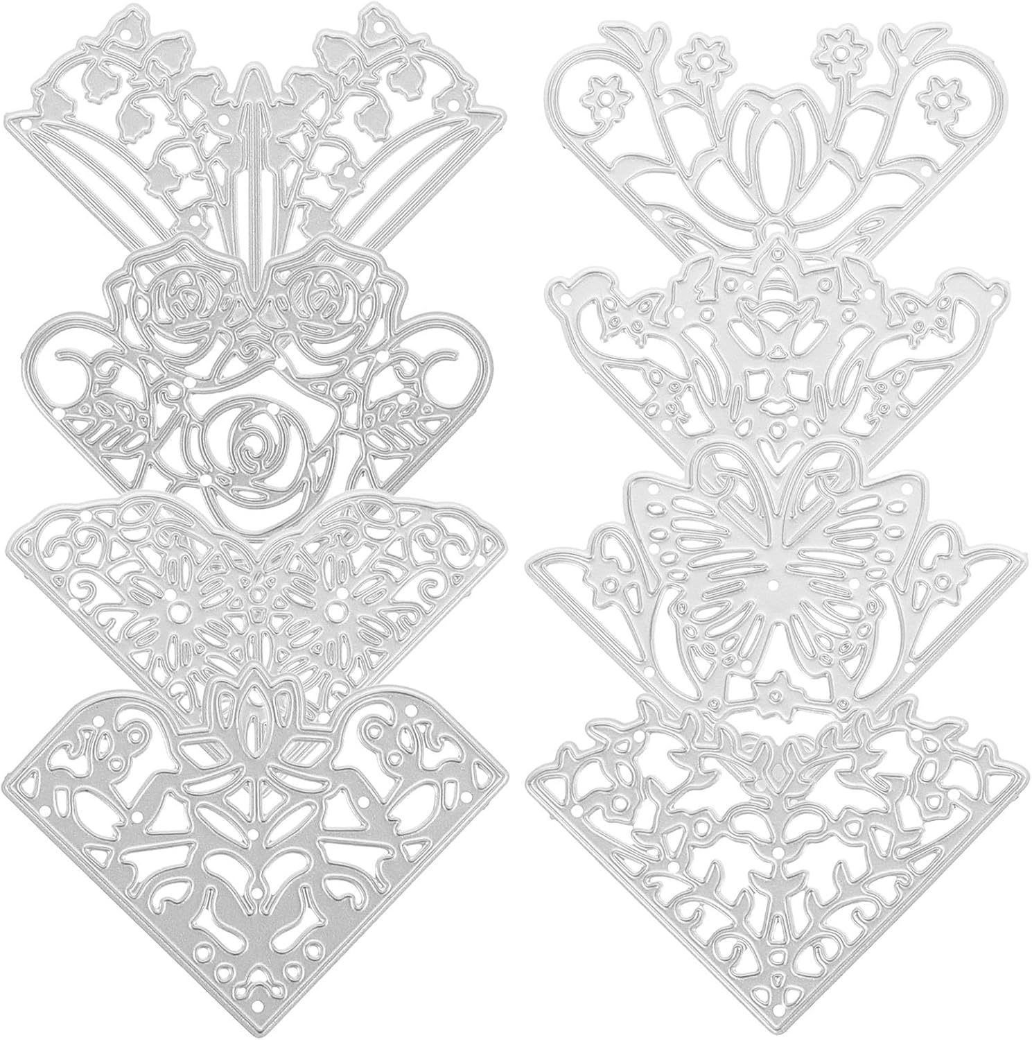 Set Mit 8 Dreieckigen Stanzformen Aus Silberfarbenem Kohlenstoffstahl Mit Spitzenmuster Für Diy-scrapbooking Und Papierkartenherstellung