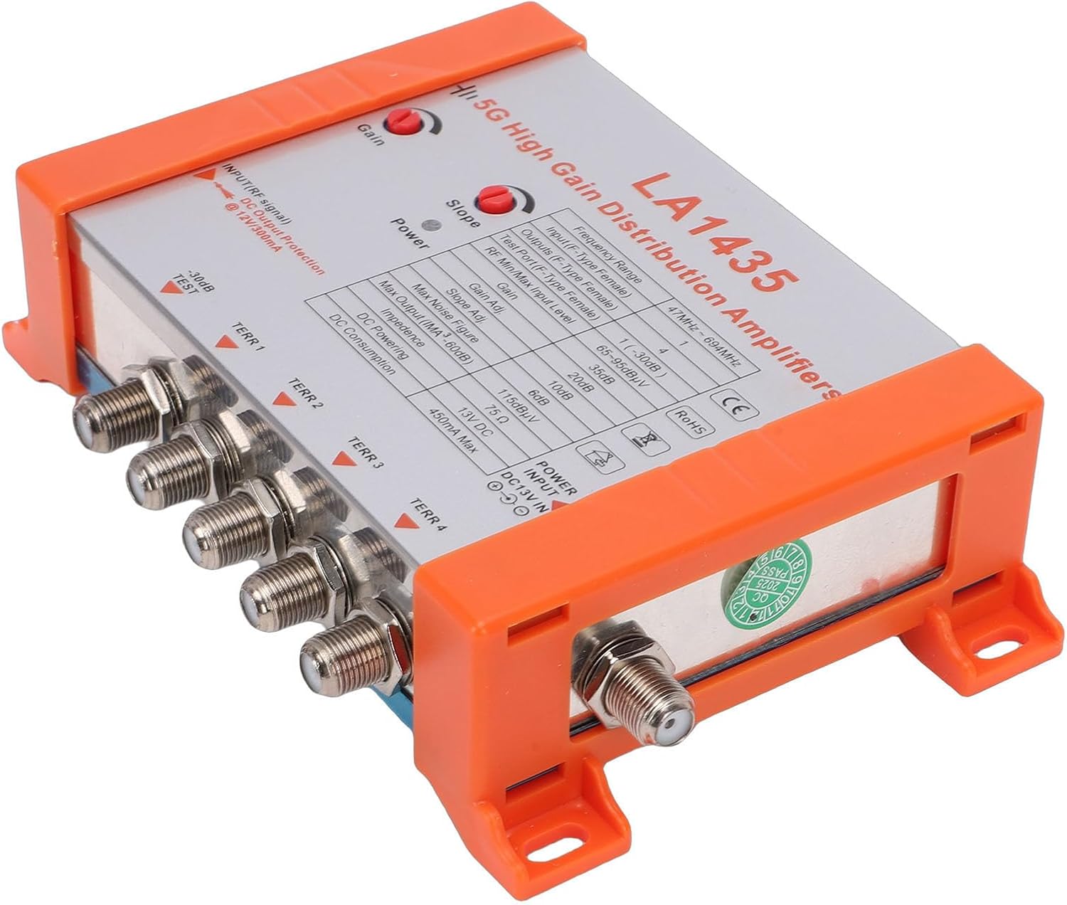 Verteilverstärker, 4-wege-tv-signalverstärker Mit Hoher Verstärkung Von 35 Db Und 5g-lte-filter, Antenne Für Mehrere Fernseher Und Set-top-boxen (eu-stecker)