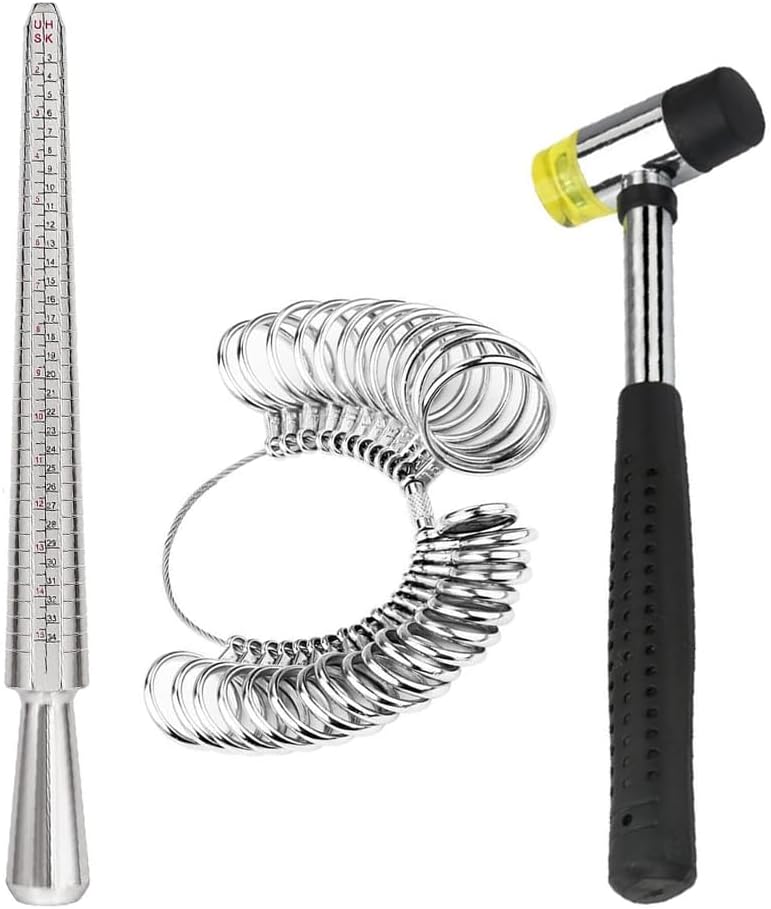 Ringmesswerkzeug-set – Runder Dorn Mit Gummihammer – Metall-größenlehre Für Die Schmuck- Und Ringherstellung