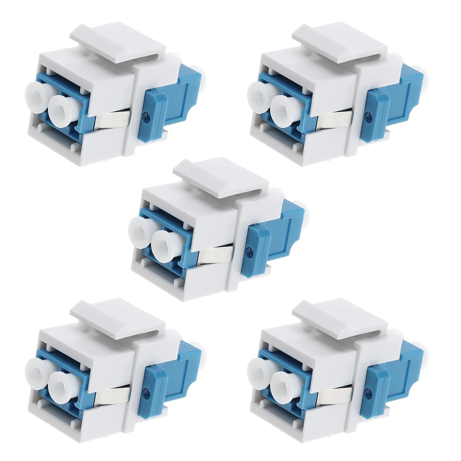Packung Mit 5 Lc-zu-lc-multimode-glasfaserkopplern, Lc-duplex 10 Gbit/s F/f, Für Wanddosen, Patchpanels Und Aufputzdosen