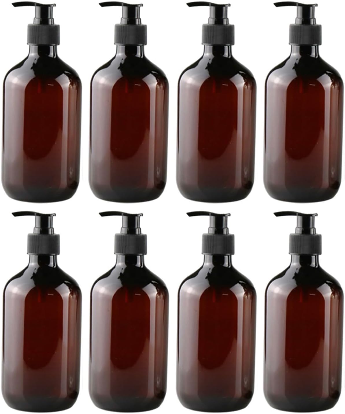 Set Mit 8 Braunen Pet-seifenspenderflaschen Mit Schwarzen Lotionpumpen – Leere, Wiederbefüllbare Behälter Für Shampoo, Spülung, Duschgel, Spülmittel Und Kosmetikflüssigkeiten