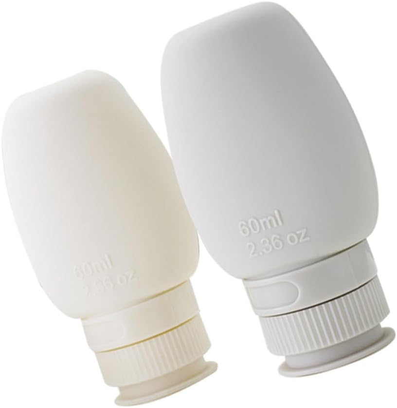 60 Ml Wiederbefüllbare Silikonflaschen, 2er-set, Beige, Auslaufsicher Und Einfach Zu Verwenden Für Toilettenartikel Und Lotionen, Ideal Für Wanderungen Und Geschäftsreisen