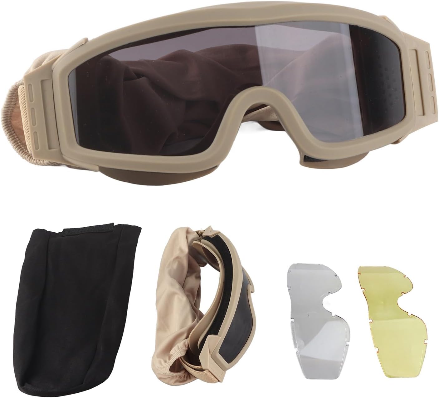 Desert Locust Antibeschlag-schutzbrillen-set Mit 2 Gläsern, Einheitsgröße, Khaki