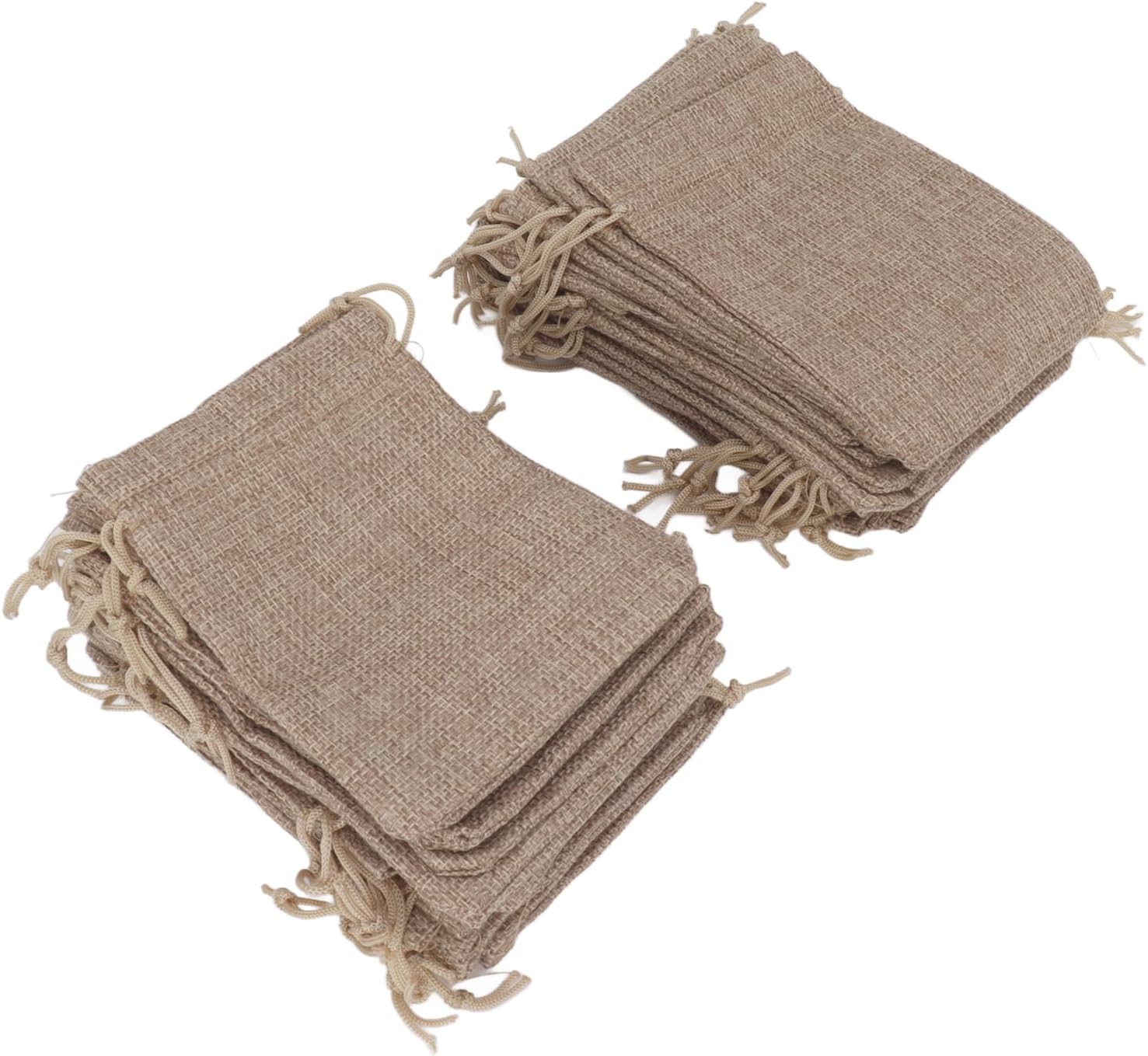 Set Mit 50 Jutebeuteln Mit Kordelzug – Schmuckverpackung, Aufbewahrungsbeutel Aus Jute Mit Nylonschnur