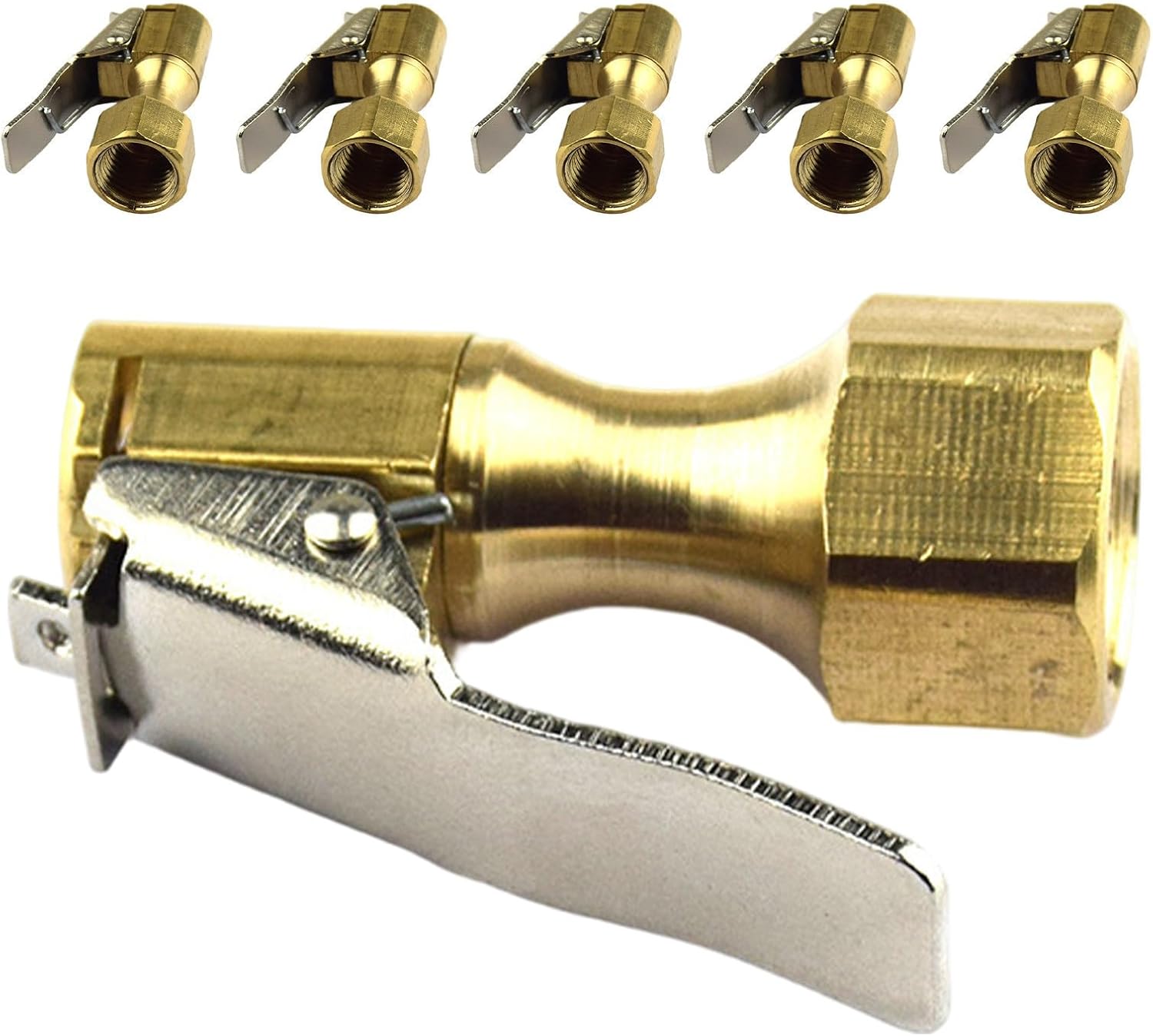 Set Mit 6 Kupfer-reifenfülldornen Mit 1/4 Npt-innengewinde, Einfach Zu Bedienendem Verriegelungsclip Und Robuster Dichtung Für Notfall-reifenfüller