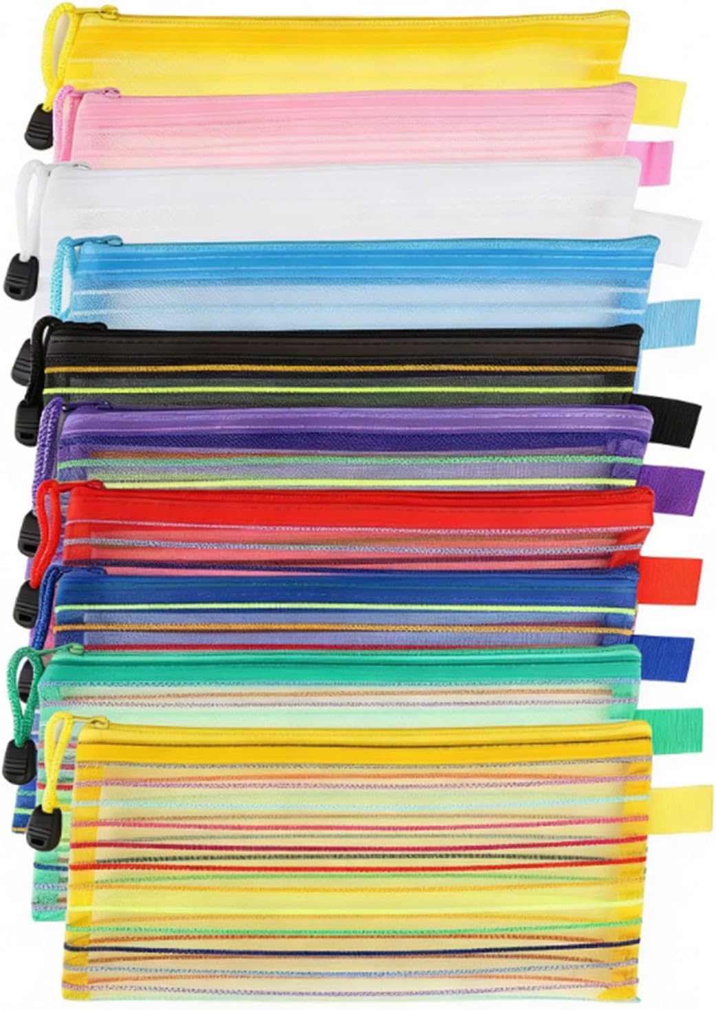10 Stück Reißverschlusstaschen Für Die Reiseorganisation, Transparente Reißverschlusstaschen Für Schmuck, Toilettenartikel, Make-up-accessoires, 10 Farben, Leicht, Strapazierfähig (