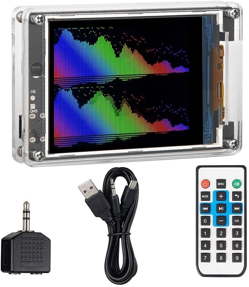 Musikspektrum-visualisierer Mit Mic+line-eingang, Schallpegelmesser Und Lcd-uhr, Der Benutzerdefinierte Breite, Abstände Und Fernsteuerung Unterstützt