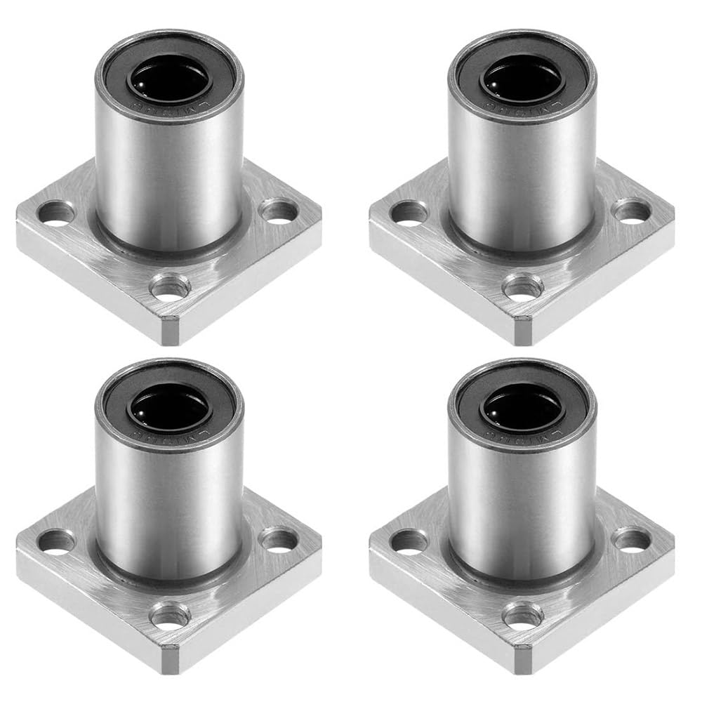 Satz Mit 4 Lmk10uu Linearkugellagern Mit Vierkantflansch, 10 Mm Bohrung, 19 Mm Außendurchmesser, 29 Mm Länge, Vierkantflansch-stahlkäfig Für Cnc-maschinen Und 3d-drucker