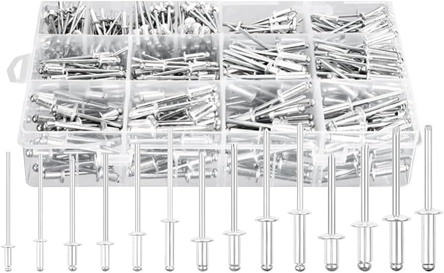 Sortiment Mit 600 Blindnieten – 14 Größen – Aluminiumnieten In Den Größen 3/32", 1/8", 5/32", 3/16", Sortiert