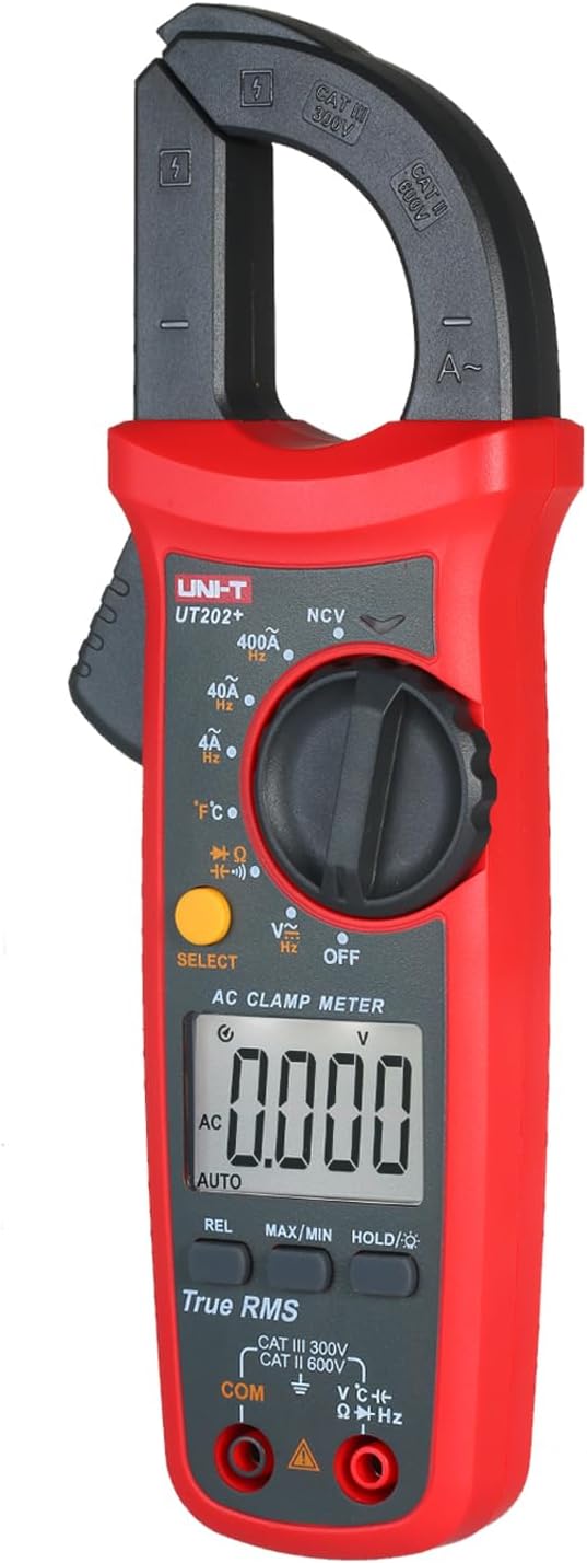 Ut202+ Digitales Stromzangenmessgerät, True-rms-multimeter, 4000 Zähler, Stromzangen-amperemeter, Spannungsprüfer, Ncv-prüfer, Wechselstromprüfer, Temperaturmessgerät, Werkzeug