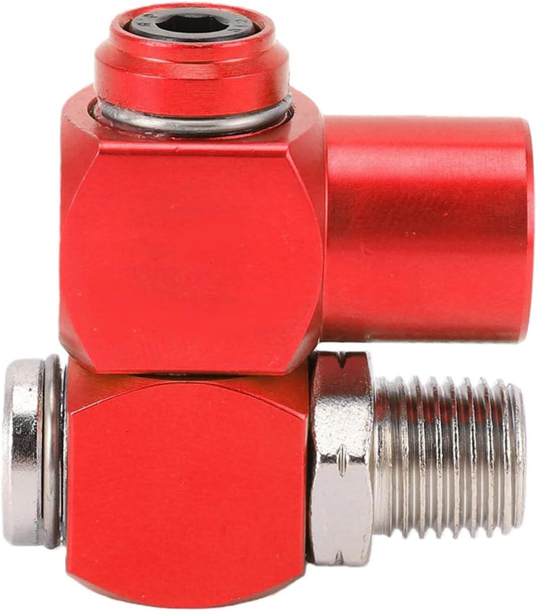 360° Drehbare Luftschlauchverschraubungen 1/4" Npt, 2er-pack, 1/4" Npt 360° Drehbare Luftverbinder, Drehbare Verschraubung/rot Eloxiertes Aluminium 150