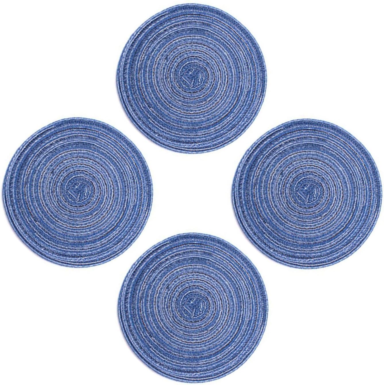 Set Mit 4 Runden, Geflochtenen Untersetzern Aus Baumwolle Und Polypropylen, Hitzebeständig Mit Isolierender Wirkung Für Zuhause, Küche Und Restaurant