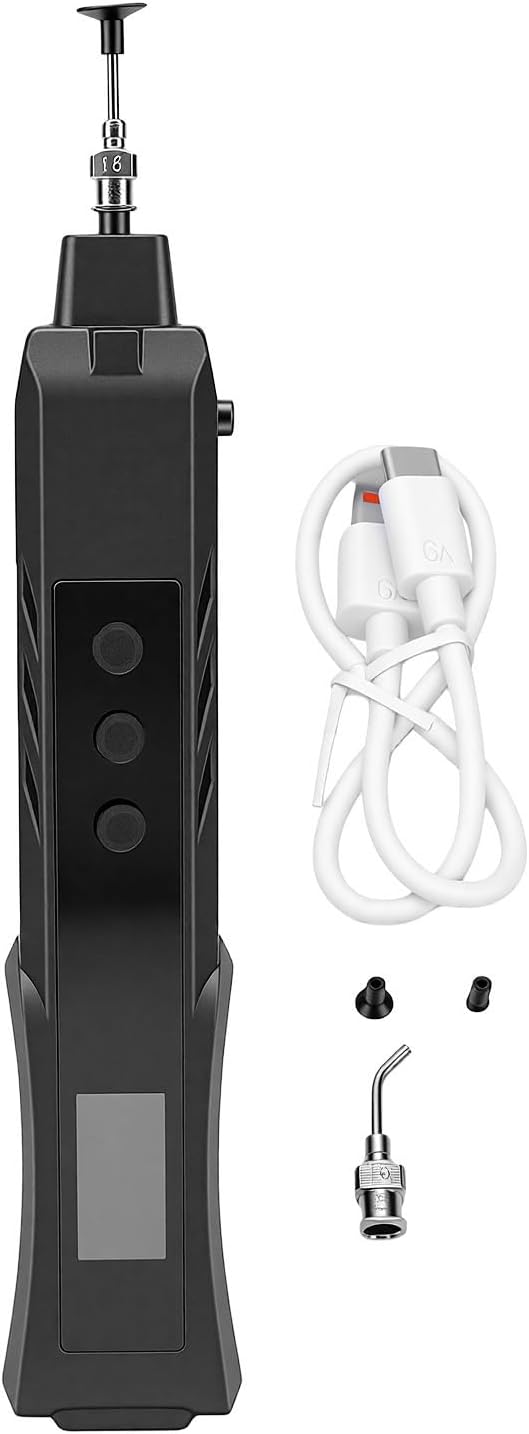 Wiederaufladbarer Esd-vakuumstift Mit 200 G Saugkraft, 0,96 Zoll Tft-farbbildschirm, Led-licht Und 2 Düsen Zum Löten Und Ausbessern Von Smd-ic-bauteilen