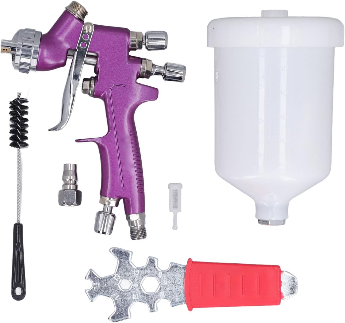 Autolackierpistole, 1,3-mm-düse, 500-ml-behälter, Hochleistungs-farbsprühgerät Mit 2 Einstellknöpfen, Vielseitig Einsetzbar, Aluminiumlegierung
