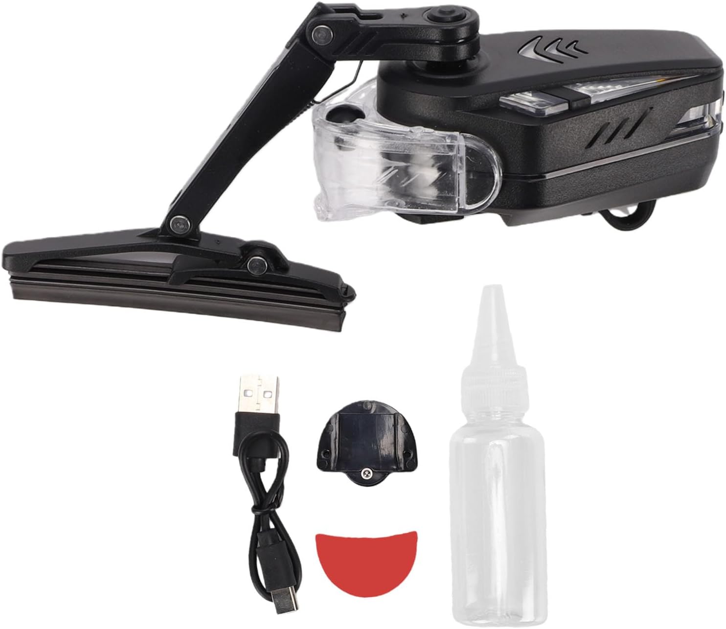 Motorradhelm-scheibenwischer Aus Abs-material, 175° Breiter Schwenkbereich, Typ-c-ladeanschluss, 1200-mah-akku Mit Flüssigkeits-frontlichtern, Sicherheitslichtern, Einstellbare Intervalle