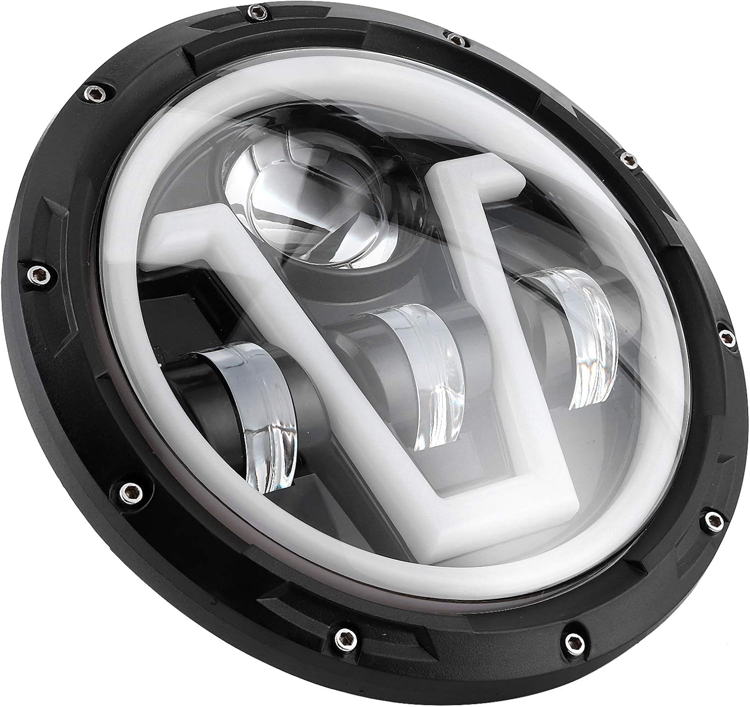 7-zoll-rundscheinwerfer Mit Led-beleuchtung, Hohe Helligkeit, Bernsteinfarbene Halo-ringe Für Jk 07-18