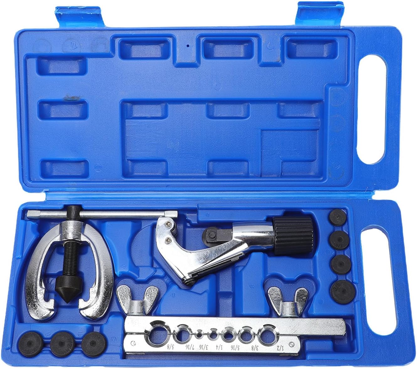 Bördelwerkzeug-set Für Bremsleitungen, Mit 1/2-zoll- Und 3/8-zoll-klemmen, Reibahle Und Werkzeugkasten Aus Metall Für Die Rohrinstallation Und -reparatur (89153)